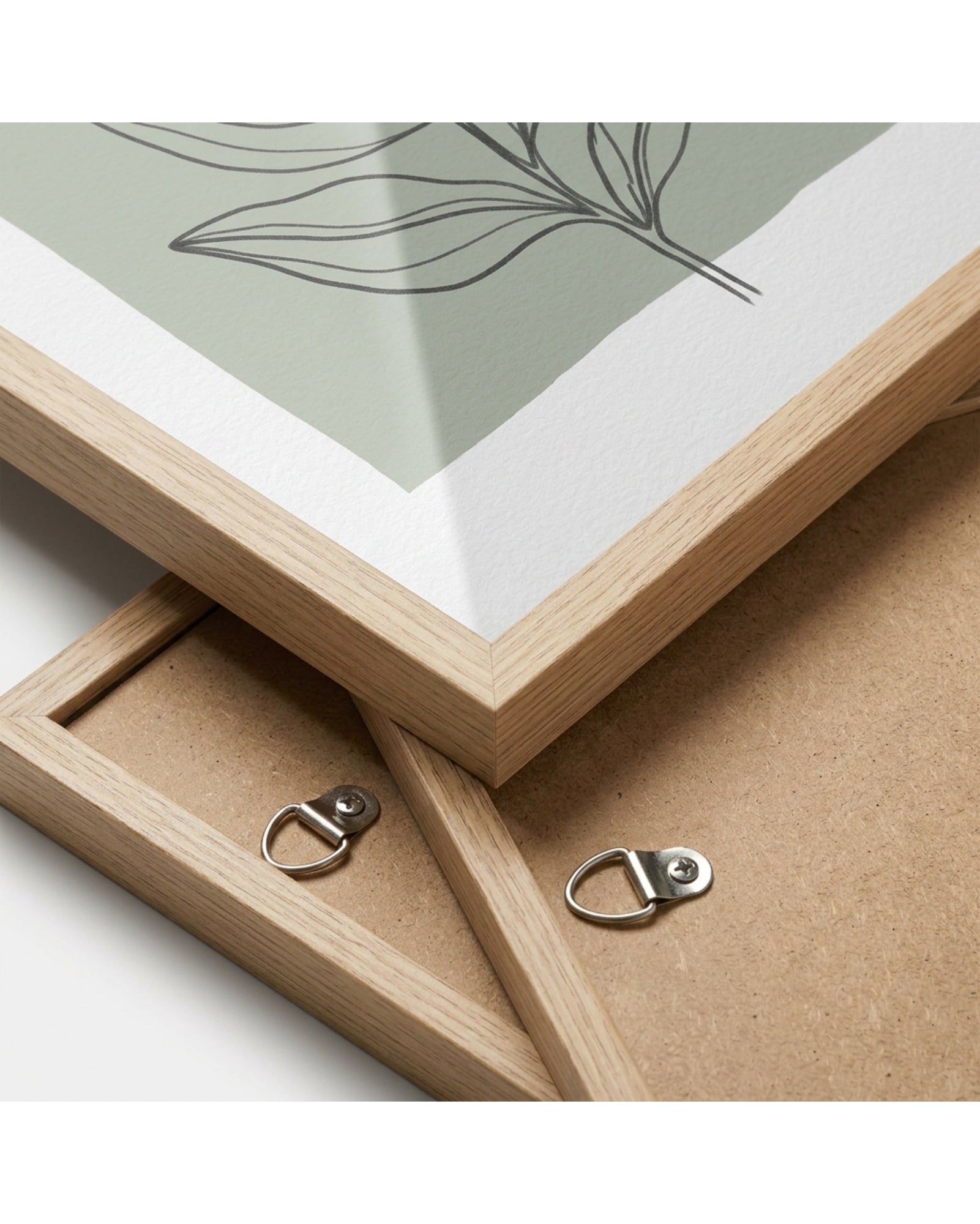 Modm Botanical Line Art Framed Wall Print Set of 2 50 x 70 cm Oak - Detail view