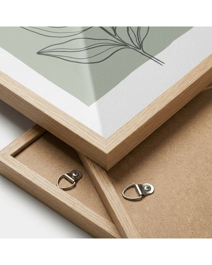 Modm Botanical Line Art Framed Wall Print Set of 2 50 x 70 cm Oak - Detail view